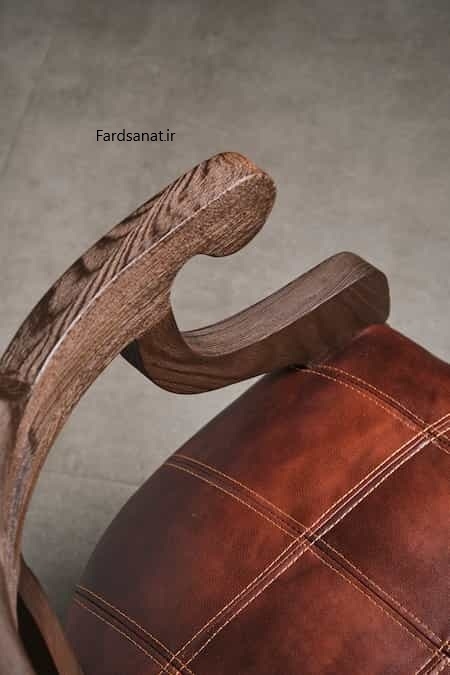  مبل تک نفره چوبی بلوط با روکش چرمی مدل F121 کد XSALA 