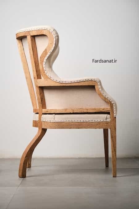  مبل تک نفره چوبی بلوط با روکش پارچه‌ای مدل F110 کد XSALA 
