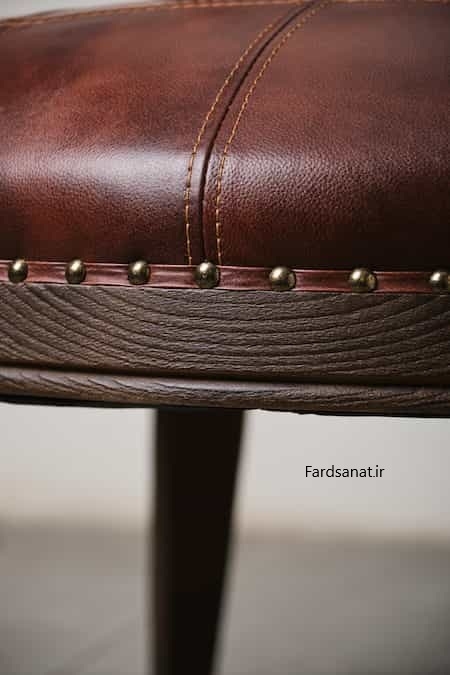  مبل تک نفره چوبی بلوط با روکش چرمی مدل F121 کد XSALA 