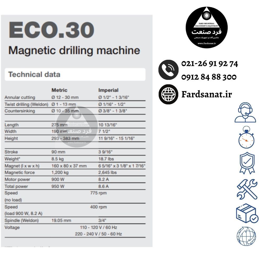  مشخصات فنی دریل مگنت ECO 30 یوروبور 